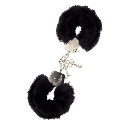 Kajdanki-METAL HANDCUFF WITH PLUSH BLACK